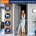 Magnetic Screen Door, Fit Door Size 48 x 80 Inches, Screen Doors with Magnets, Pet & Kid FriendlyWorks with Front Doors, Sliding Doors Black