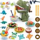 Dinosaur PlayDough Sets for Kids 3-6, Dino Noodle Maker Toy, Toddler Play Clay Kit with Dinosaur Modle Eggs, Arts and Crafts Tools Gift for 3 4 5 6 7 8 Year Old Girls Boys