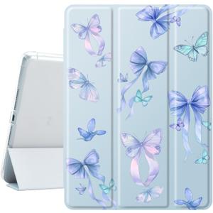 Cute Butterfly Bow Pad Case for 10.9 Inch iPad 2022/2025, Clear TPU Smart Stand Back Cover with Pencil Holder, for iPad 10th/11th Generation Auto Wake/Sleep Protective Case