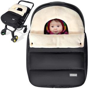 Orzbow Car Seat Covers for Babies Winter, Universal Baby Car Seat Cover with Adjustable Collar, Waterproof Carseat Cover with Zipper, Warm Coral Fleece, Detachable and Machine Washable, Black