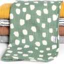 Gerber Baby Unisex Muslin Burp Cloths 5-Pack, Multi Teal Dots, Large Size 20" x 10"