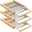 DoubleFill 3 Pcs 10 Frame Beehive Metal Screened Bottom Board Dipped in Beeswax with Entrance Reducer Beeswax Wood Screened Bottom Board Beekeeping Supplies Apiary Needs