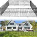 15 Panels No Dig Decorative Outdoor Garden Fence for Yard, 32 in(H) X 35.4 ft(L) Animal Barrier Fencing Rustproof Metal Wire Panel Border for Dog, Rabbits, and Patio Temporary Ground Stakes