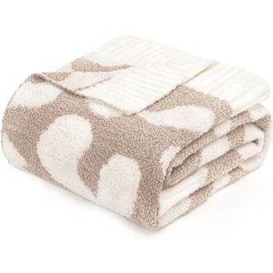 MACEVIA Knit Leopard Throw Blanket 50" x 60" Super Soft Cozy Cheetah Print Blanket for Couch Sofa Bed, Warm Animal Christmas Blanket Gift for Women (Leopard Brown)