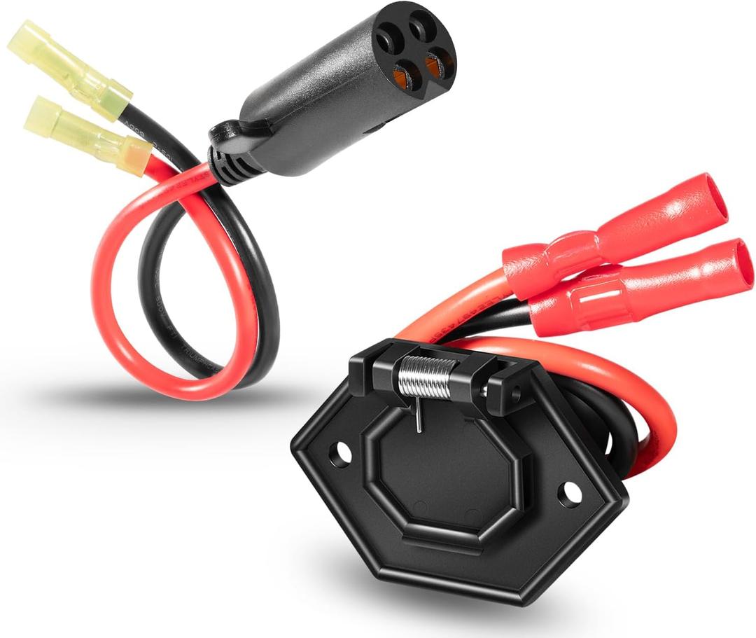 8M4000953 Trolling Motor Guide Power Plug & 8M4000954 Trolling Motor Power Receptacle 2-Prong Compatible with 50A, 12-Volt, 24-Volt, 36-Volt Trolling Motors