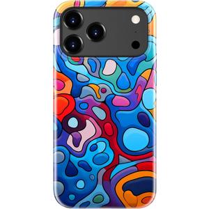 DorisMax for iPhone 17 Pro Max Case - Wireless Charging Compatible - Dual-Layer Hard Shell + Silicone Cover - Shockproof Protective Phone Case with Stylish Designs for Women - Colorful Abstractions