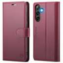 FLIPALM Wallet Case for Samsung Galaxy S24, RFID Blocking Credit Card Holder, PU Leather Folio Flip Kickstand Protective Shockproof Cover for S24 (Red, for S24-6.2")