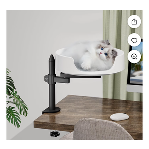 Cat Bed for Desk Elevated House Over Desk Keeps Kitten Close and Workspace Clear Cat Box with Pet Cushions (45° Rotating Rod)