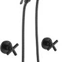 2 Handle Shower Faucet Shower System Complete 2 in 1 Shower Combo Set with Handheld Showerhead Shower Trim Kit Wall Mounted Shower Fixtures Matte Black