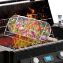 Rotatable Rolling Grill Baskets, 304 Stainless Steel, Even Cooking Nesting Grilling Net, BBQ Accessories Tools for Vegetables Shrimp, Outdoor Camping, Gifts for Birthday/Men/Dad/Husband