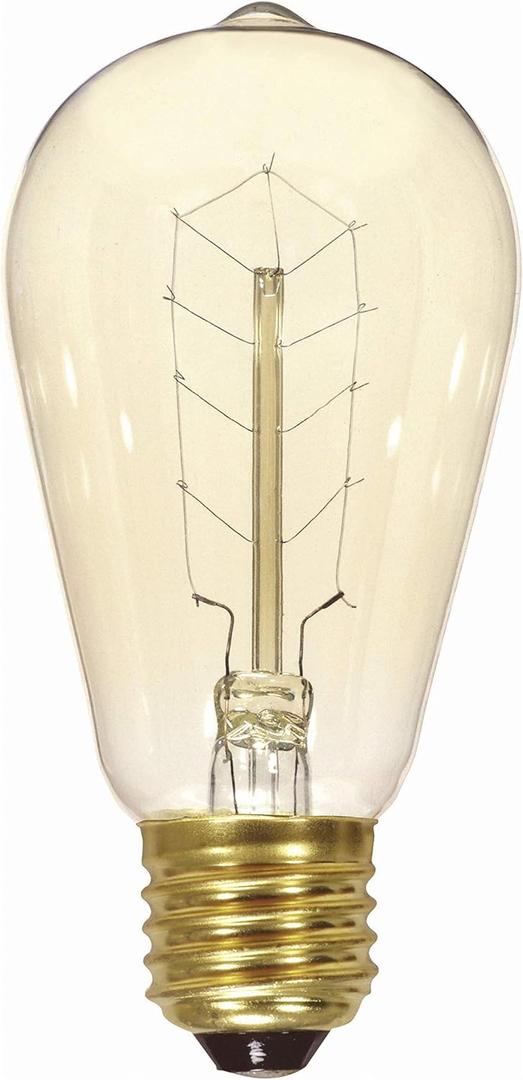 Satco S2414 40 Watt 165 Lumens ST19 Incandescent Medium Base Soft White 2700K Vintage Hairpin Coil Design Light Bulb, Dimmable