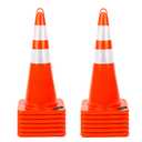 BATTIFE 12 Pack Traffic Safety Cones 28 Inches with Reflective Collars, PVC Orange Construction Cone for Traffic Control, Driveway Road Parking