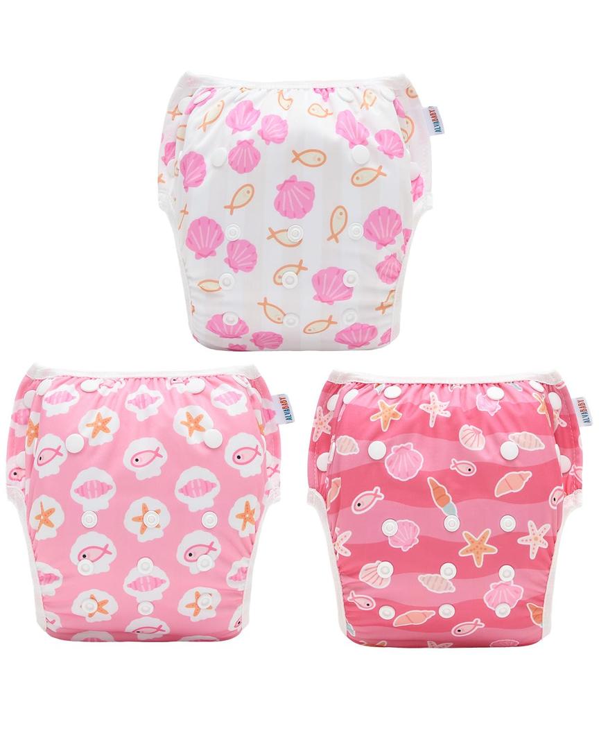 ALVABABY Large Cloth Swim Diaper 3pcs Baby Toddler Infant Snap Reusable Adjustable Swimming Diaper Baby Boy and Girl 3ZSWY75