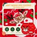 Dog Christmas Sweater Soft Warm Fall Winter Cat Clothes Puppy Sweater for Small Dogs Cute Xmas Reindeer Doggie Outfit Cat Sweaters with Sleeves Pet Holiday Costume Chihuahua Apparel(Red,L)