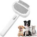 Cat Brush - 2-in-1 Cat Deshedding Brush & Dematting Comb for Long Haired Cats, Self Cleaning Slicker Brush Effectively Removes Matted Fur & Tangles, White