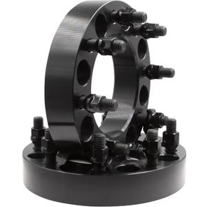 Wheel Accessories Parts 2 Pcs Steel Wheel Spacers Adapters 8 on 170mm 8x170mm 1.5 Thick 124.9mm Hub M14 2 14x2 Thread Stud Fits Ford F250 F350 Super Duty Single Rear Wheel  Dual Rear Wheel F&R (Black Anodized)