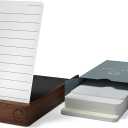 Undated Daily Planner To Do List Notepads and Walnut Stand - 120 Checklist Cards, 10 Goal Cards - Perfect Note Pads for Work Desk or School - ADHD Office Accessories - Productivity Task Analog