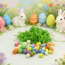 2 x Easter Basket Decorations Set, 4 Mini Baskets with Grass, 40 Foam Eggs, 12 Foam Carrots for Home Decor, Party Favors, Holiday Crafts