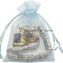 TheDisplayGuys 100-Pack 4x6 Blue Sheer Organza Gift Bags with Drawstring, Jewelry Candy Treat Wedding Party Favors Mesh Pouch