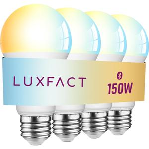Alexa Light Bulbs 150W Equivalent, Smart Light Bulbs Directly Compatible with Alexa, Tunable Warm to Cool White, A19 E26 Bluetooth Light Bulb, No WiFi Required, 14W 1600LM, 4 Pack