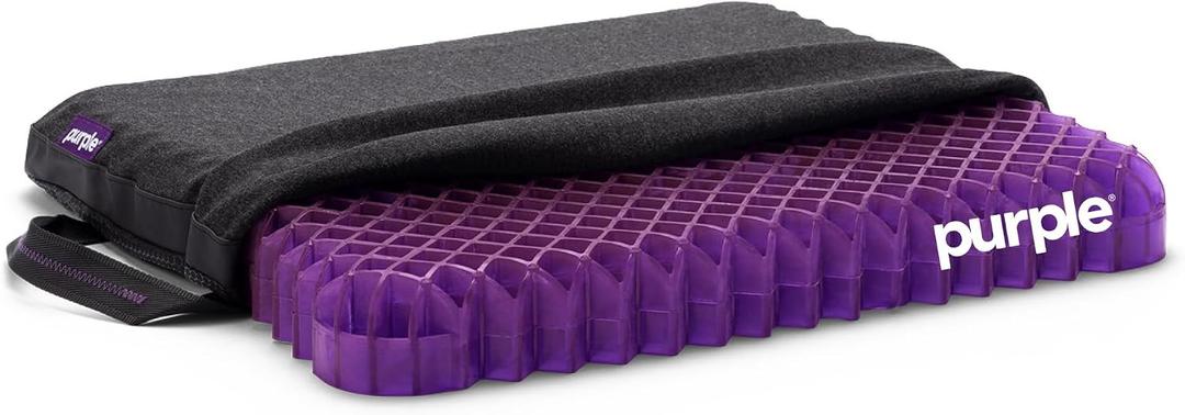 Purple Royal Seat Cushion, Portable 2 Inch Gel Seat Cushion, GelFlex Grid | Handles for Car, Office Chair, Stadium - Pressure-Reducing for Hard Seats, Temperature-Neutral, No-Slip - Made in USA