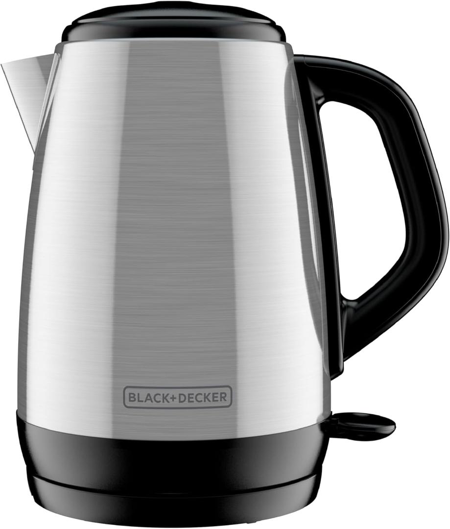 BLACK+DECKER 1.7L Cordless Electric Kettle, KE1700SD, Rapid Boil, Auto Shutoff, Stainless Steel (1.8 Quarts)