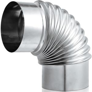 Hicarer 1 Pcs 4 Inch 90 Degree Galvanized Dryer Elbow Vent Tube Connector Adjustable Dryer Vent Elbow Connector for 4" HVAC Duct Pipe Hose Ductwork