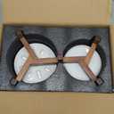 Ceramic 1.2 Cup Raised Slow Feeder Dog Bowl Set, Elevated 6.1inch Bowl and 7.3inch Slow Feeder Dish with Acacia Wood Stand for Small and Medium Dogs (2 x Reactived Glaze -White+ Stand)