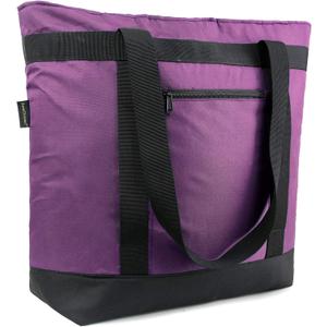 BeeGreen Cooler Bag Soft Insulated Tote for Beach Travel Grocery Shopping Lunch Portable Large Ice Coolers with Handle Hard Freezer Bags with Zippered Top Foldable Leakproof Delivery Totes Purple