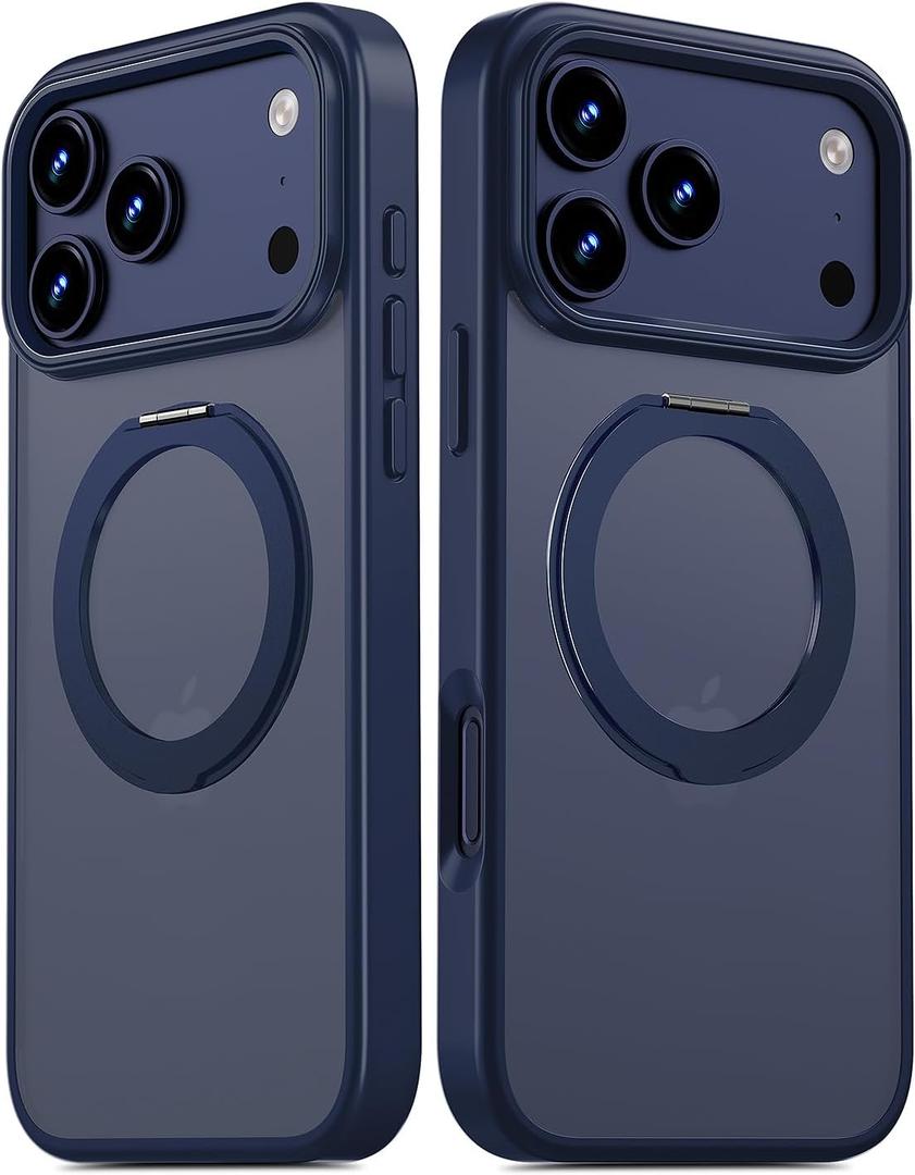 for iPhone 17 Pro Case Ultra-Magnetic 360 Spin Stand [Military Drop Protection] [Compatible with MagSafe] Shockproof Translucent Matte Slim Ring for iPhone 17 Pro Phone Case 6.3", Blue