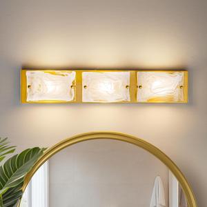 WILON 3-Light Gold Bathroom Vanity Light,