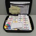 Mexican Train Dominoes Set with Numbers and 4 Wooden Trays/Racks, Double 12 Dominos Travel Set with 4 Tiles Holders, 91 Tiles Double 12 Colored Dominoes Game Set with Portable Case for Families Kids