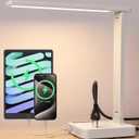 cozoo LED Desk Lamp with USB Charging Ports and Type C Port, 2 AC Outlets, 9 Lighting Modes, Touch/ Memory/ Timer Function, 10W Eye Protection Foldable Reading Light, Study Lamp, Dorm Essentials Desk Light