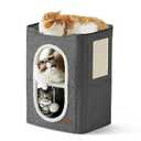 Bedsure 2 Story Cat House - Cat Condos for Indoor Cats with Scratch Pad and Fluffy Ball Hanging, Small Pet Cave Furniture Hideaway for Multi Pets, 18x14x23 inches, Dark Grey