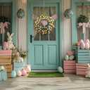 20 Inch Easter Wreaths for Front Door with White Daisy Colorful Eggs Pearl Berries and Green Leaves Egg Wreath for Window Porch Elegant Floral Home and Wall Decorations
