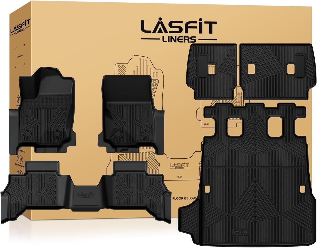 LASFIT Floor Mats for Toyota 4Runner 2025 2026 5 Seats(Not fit Hybrid) wtih Trunk mat&backrest mat, All Weather TPE Custom Fit Floor Liner for 4 Runner SR5/TRD/Limited 6th gen Front&Rear Car Mats