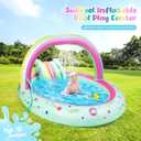 SULIFEEL Rainbow Unicorn Inflatable Play Center Kiddie Pool with Slide and Sprinkler for Children, 96''x59''x39''in Baby Pool for Backyard and Garden