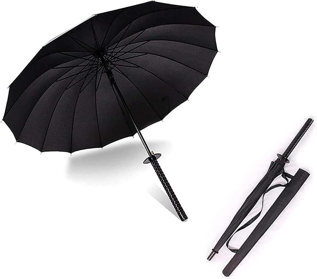 Samurai Umbrella Umbrella Creative Semi-Automatic Samurai Umbrella,Windproof Outdoor Umbrella.Sun Protection Umbrella Black.The Best Creative Gift.