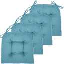 Chair Cushion, Chair Cushions for Dining Chairs, Chair Pads and Mat with Ties for Indoor Kitchen Seat and Desk (Teal, 4 Count - 17 x 16 in)