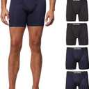 32 Degrees COOL Mens 4-PACK Quick Dry Performance Boxer Brief With Comfort Elastic Waistband (Medium, 2 Black/2 Navy)