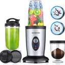 850W Personal Blender for Shakes and Smoothies, 5 in 1 Blenders for Kitchen, with 6 fins Blade, 2x500ml Portable Bottle, 1 Grinding Cup, for Fruit, Juice, Vegatable, Easy to Clean-Black