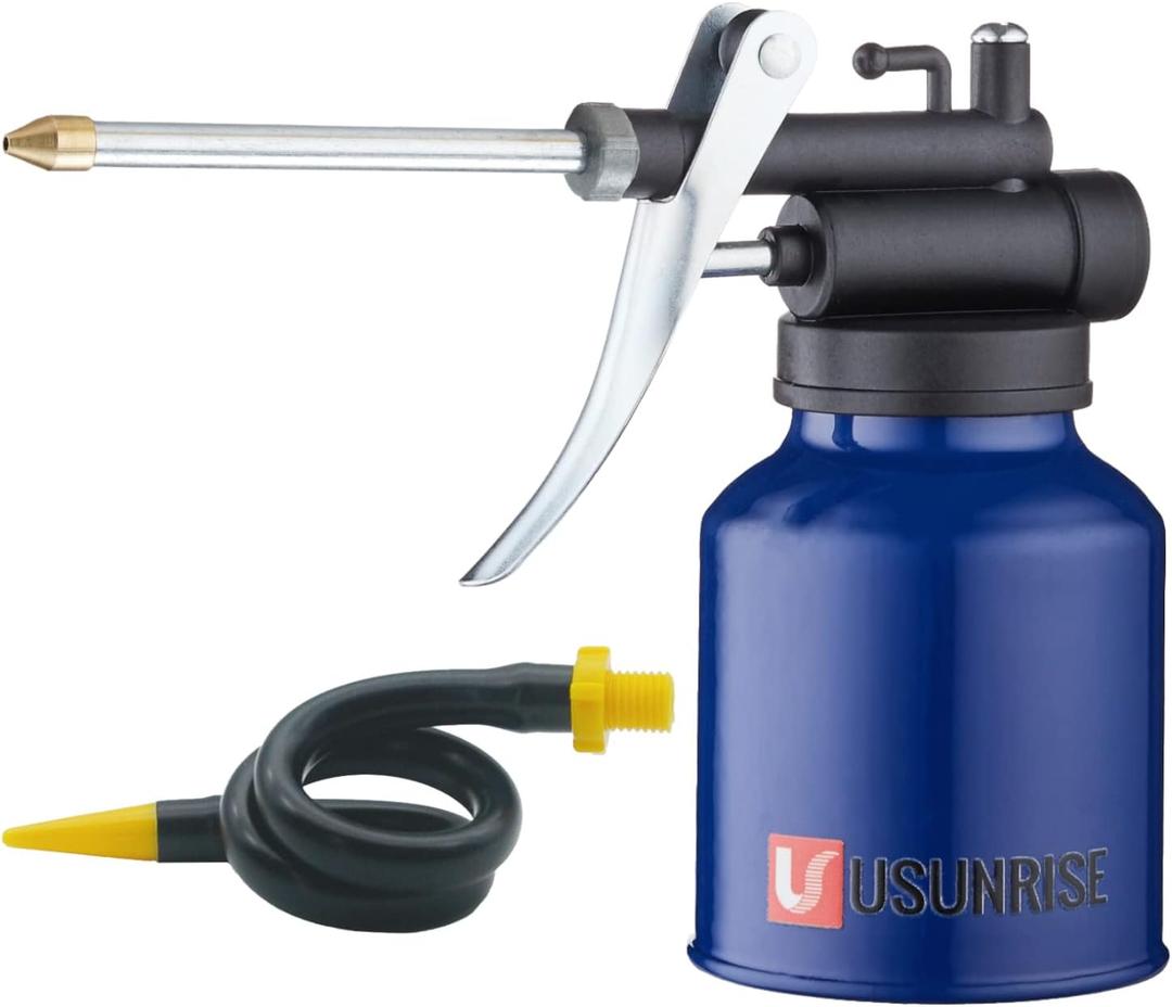 Oil Can Pump Heavy Duty Pistol Type Oiler with Metl & Flexible Spout (Blue) (Metalic)