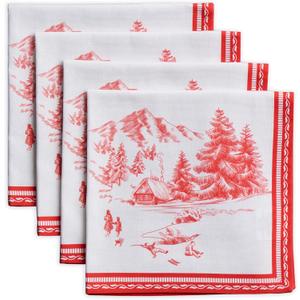 Maison d' Hermine Cloth Napkins Set of 4 100% Cotton for Thanksgiving Christmas Decorations Everyday Reusable Square Fall Napkins Cloth Washable Dinner Party (Winter Jouy, 20"x20")