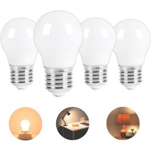 Spolico Low wattage A15 LED Light Bulb Replacement 15W 20W 25W E26 Base 120V 2W 150lm Soft White 2700K Non-Dimmable for Bathroom, Bedroom, Bedside Accent Lamps Pack of 4