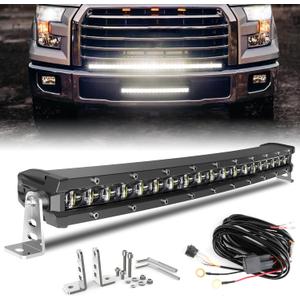 BraveWAY LED Light Bar Curved 20 Inch Single Row Offroad Lighting Driving Lightbar Spot Flood Combo Beam LED Work Light for Trucks UTV ATV SUV 4WD 4X4 Pickup