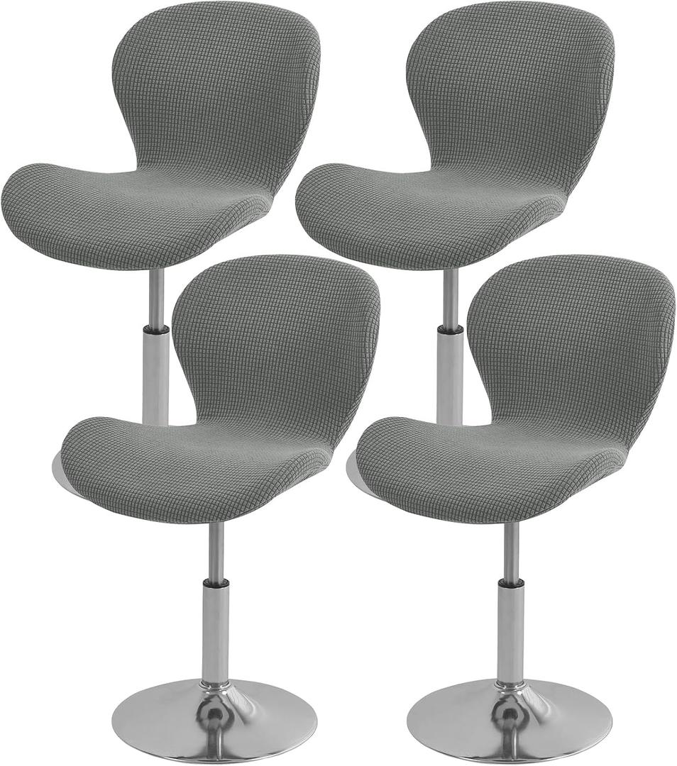 Gollense Bar Stool Covers with Backs, Set of 2 Stretch Jacquard Barstool Seat Covers, Washable Swivel Pub Counter Height Chair Slipcover Protector for Home Kitchen Cafe (Jacquard-Dark Grey)
