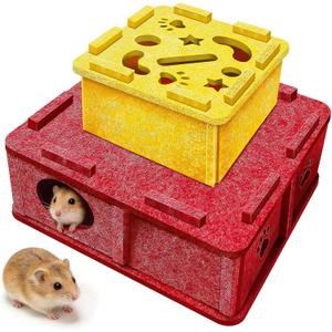 Guinea Pig Tunnel House, Small Pet Toy Cages Tunnels and Tubes with Observation Window for Hamsters,mice,Guinea Pig, Ferret,Chinchilla Hedgehog Hiding and Resting. 5 Room-red