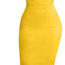 BORIFLORS Women's Basic Sleeveless Tube Top Sexy Strapless Bodycon Midi Club Dress (Yellow, S)