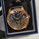 Space Station Automatic Watches for Men, Unique 3D Astronaut Space Style, 5ATM Waterproof Skeleton Mechanical Watch with Leather Strap