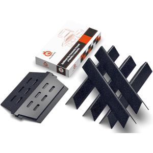 Genesis Grill Parts for Weber Genesis 300 Series Grills with Front Control Knob, Genesis E310 E320 E330 S310 S320 S330, 17.5" Flavorizer Bars and Heat Deflectors for Weber 7620 7621, Porcelain Steel